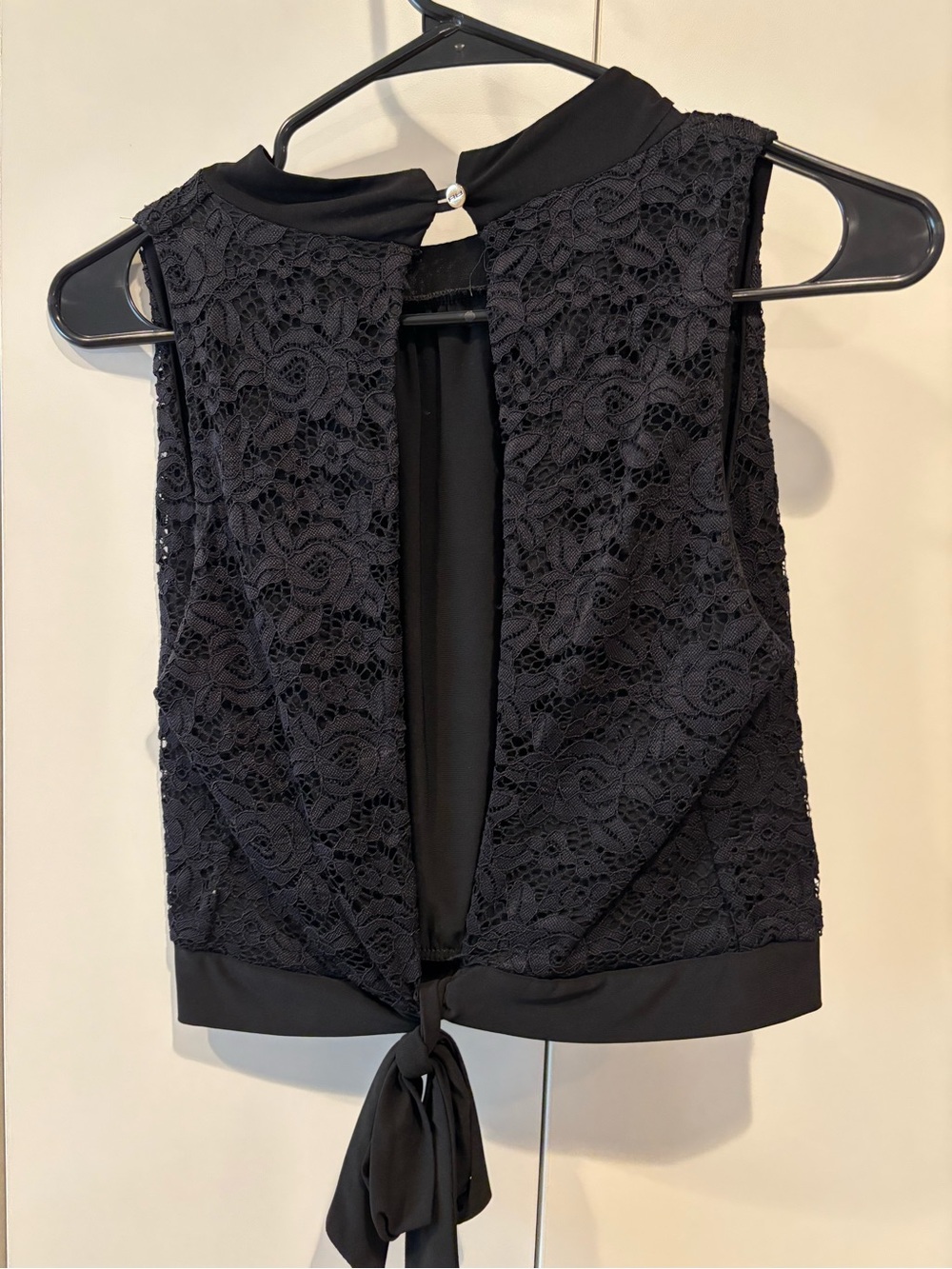 Black Lace Tie-Back Sleeveless Camisole - Brand Unspecified